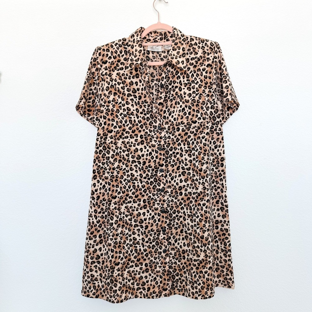 Kathie Lee Collection Leopard Print Mini Dress in Tan and Black